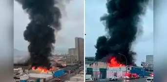 Enorme incendio consume almacén de baterías y paneles solares en av. Colonial y moviliza al menos 30 unidades de bomberos