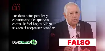 Es falso que las denuncias contra Rafael López Aliaga “se caigan” ni bien asuma como senador, como indicó Javier Cipriani, diputado electo de Renovación Popular Es falso que las denuncias contra Rafael López Aliaga “se caigan” ni bien asuma como senador, como indicó Javier Cipriani, diputado electo de Renovación Popular