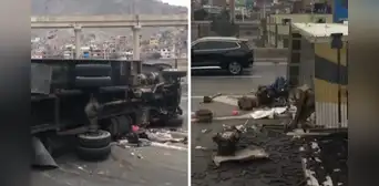 Accidente en Vía Evitamiento genera congestión vehicular: camión se volcó cerca de Puente Nuevo Accidente en Vía Evitamiento genera congestión vehicular: camión se volcó cerca de Puente Nuevo