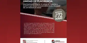 Condenan a más de 12 años de prisión a sujeto que robó violentamente a un menor en Lambayeque