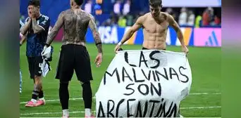 Lo Celso celebró la clasificación de Argentina con una bandera de las Islas Malvinas tras vencer a Inglaterra en el Mundial 2026 Lo Celso celebró la clasificación de Argentina con una bandera de las Islas Malvinas tras vencer a Inglaterra en el Mundial 2026