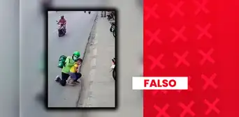 Es falso el video que muestra a un repartidor rescatando a un niño de ser atropellado por un camión: fue manipulado con inteligencia artificial