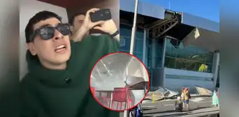 Influencer graba el preciso momento del terremoto en Colombia y capta cómo se desploma el techo del aeropuerto