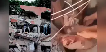 Rescatan con vida a un bebé y un adulto entre los escombros tras fuerte terremoto en Colombia