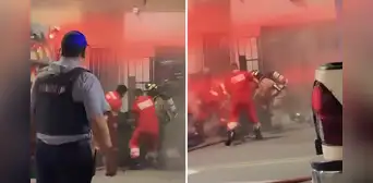 Bombero resulta gravemente herido tras ser lanzado por los aires por explosión durante incendio en barbería del Cercado de Lima
