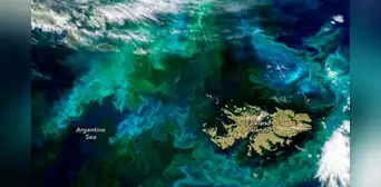 El Atlántico cambia de color cerca de las Malvinas: la NASA explica el fenómeno detrás de los enormes remolinos turquesa El Atlántico cambia de color cerca de las Malvinas: la NASA explica el fenómeno detrás de los enormes remolinos turquesa