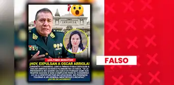 Es falso que el Congreso vaya a expulsar hoy a Óscar Arriola, comandante general de la PNP: No existe un mecanismo inmediato para removerlo Es falso que el Congreso vaya a expulsar hoy a Óscar Arriola, comandante general de la PNP: No existe un mecanismo inmediato para removerlo