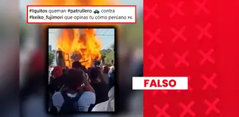 Es falso que manifestantes hayan quemado un patrullero en Iquitos: el video corresponde a una protesta en El Salvador