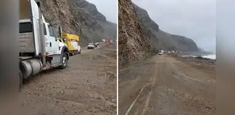 Paso restringido entre Atico y Ocoña: deslizamiento de tierra interrumpió el tránsito en la Panamericana Sur Paso restringido entre Atico y Ocoña: deslizamiento de tierra interrumpió el tránsito en la Panamericana Sur