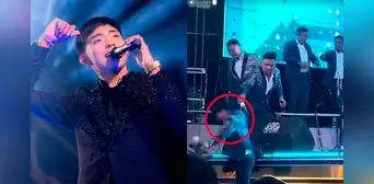 ¡Pasó un gran susto! Oscar Junior Custodio, líder de La Bella Luz, sufrió aparatosa caída del escenario en Juliaca