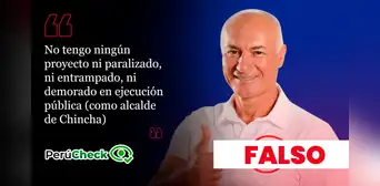 César Carranza sí dejó Municipalidad de Chincha con proyecto paralizado, contrario a lo que afirmó durante el debate