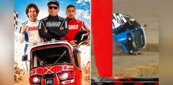 Ricardo Mendoza sufre aparatosa volcadura de su mototaxi en vivo en plena carrera contra Jorge Luna
