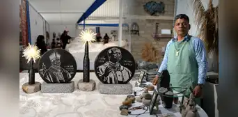 León XIV tallado en piedra: artesano de Lambayeque crea piezas con el rostro del papa para turistas
