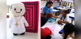 Jóvenes internas de Santa Margarita confeccionan amigurumis del papa León XIV y los ofrecen a S/42