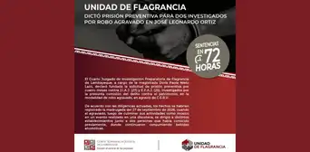 Lambayeque: dictan 4 meses de prisión preventiva a dos investigados por robo agravado