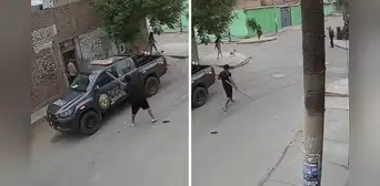 Sujeto atacó patrullero y persiguió a policía con palo tras intervención por presunta violencia familiar en Puente Piedra Sujeto atacó patrullero y persiguió a policía con palo tras intervención por presunta violencia familiar en Puente Piedra