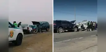 Tragedia en la Panamericana Sur: cinco muertos deja un choque frontal entre camioneta y auto en Ica Tragedia en la Panamericana Sur: cinco muertos deja un choque frontal entre camioneta y auto en Ica