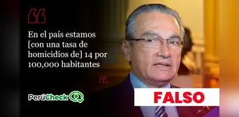 Es falso que la tasa de homicidios en el Perú sea de 14 por cada 100,000 habitantes, como dijo Alejandro Aguinaga