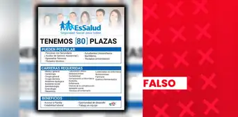 Es falso que EsSalud haya publicado una convocatoria laboral de 80 plazas para profesionales de la salud y otras áreas