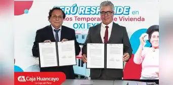 Caja Huancayo y el Ministerio de Vivienda suscriben histórico convenio por S/ 24,46 millones para atender a familias damnificadas de Junín Caja Huancayo y el Ministerio de Vivienda suscriben histórico convenio por S/ 24,46 millones para atender a familias damnificadas de Junín