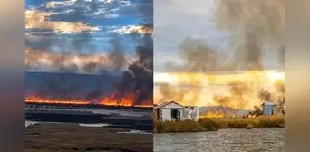 Titicaca en emergencia: incendio destruye 200 hectáreas de totorales cerca de los Uros en Puno Titicaca en emergencia: incendio destruye 200 hectáreas de totorales cerca de los Uros en Puno