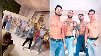 Brunella Horna y Richard Acuña fueron sorprendidos por 'Giselo' en el baby shower de su bebé. Foto: composición LR/captura Fiorella Barcena Instagram