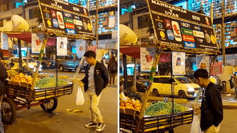 Un joven decidió comprar en el curioso puesto ambulante de frutas. Foto: composición Lol/captura de TikTok/@FiorellaParodi0