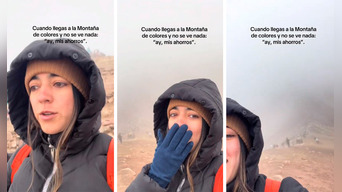 Los cibernautas resaltaron la actitud de la turista al no ver la montaña de Siete Colores en su plenitud. Foto: composición LOL / capturas de TikTok / @Rubelisse8