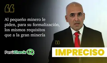 Es impreciso que los mineros artesanales tengan los mismos requisitos de formalización que la gran minería