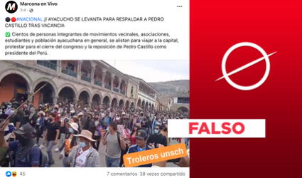 No, este video de manifestantes en Ayacucho no fue grabado tras la vacancia de Pedro Castillo