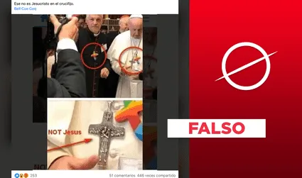 Es falso que el crucifijo que lleva el papa Francisco en el pecho no incluye a Jesús