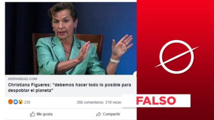 Es falso que la exsecretaria de la ONU Christiana Figueres dijo que había que “despoblar el planeta”