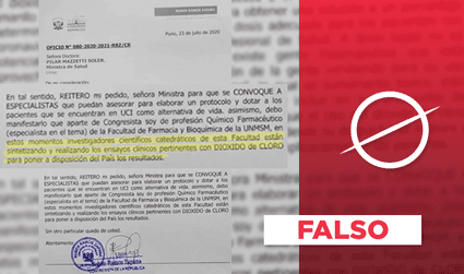 Es falso que en la UNMSM estén realizando ensayos clínicos con dióxido de cloro, como deslizó el congresista Rubén Ramos