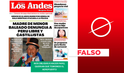 No, diario Los Andes de Puno no publicó denuncia de extorsión contra manifestantes