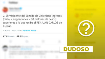 Viral de “ingresos superiores” del presidente del Senado chileno es dudoso