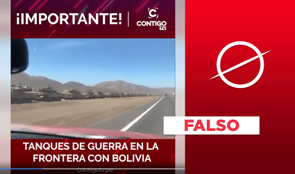 No, este video no muestra una fila de tanques de guerra en la frontera con Bolivia