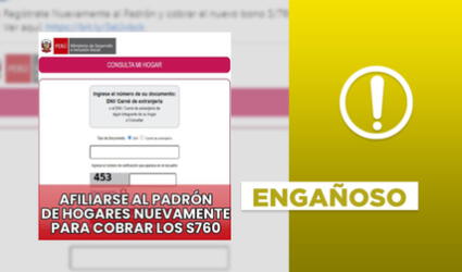 Es engañosa la publicación que pide “registrarse nuevamente” al Bono Familiar Universal