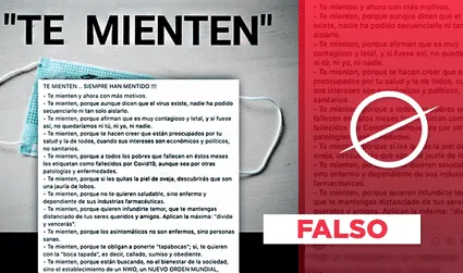 Publicación titulada “Te mienten” contiene información falsa 