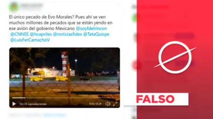 Es falso que camiones de caudales trasladaron dinero al avión de Evo Morales en Paraguay