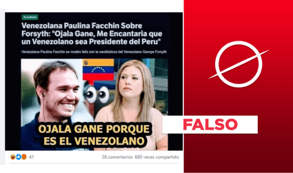 Es falso que Paulina Facchin quiere que el presidente de Perú “sea un venezolano”, como afirma post