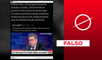 Es falso que fiscal general de EE. UU. “acaba de denunciar” fraude electoral