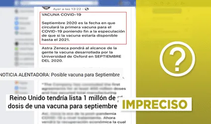 Es impreciso asegurar que habrá una vacuna lista contra la COVID-19 para septiembre de 2020