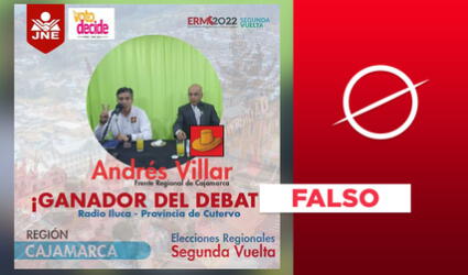 No, JNE no reportó como “ganador del debate” a un candidato al Gobierno Regional de Cajamarca