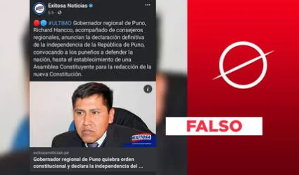 No, Exitosa no reportó que gobernador Richard Hancco declaró la independencia de Puno