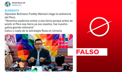 El diputado boliviano por el MAS, Freddy Mamani, no negó la existencia de Perú