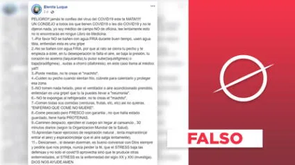 Es falso que la COVID-19 sea una gripe y que bañarse con agua caliente evite su contagio