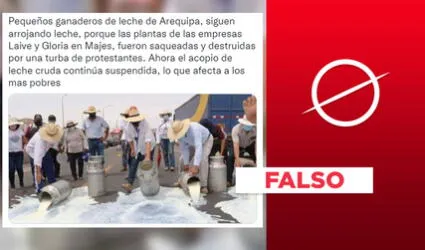 No, foto de ganaderos derramando leche no fue tomada en el contexto de las recientes protestas