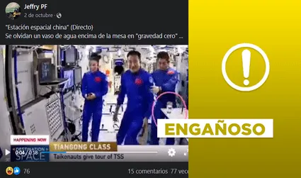 No, el agua estable en video de astronautas chinos no prueba que los viajes al espacio “son una farsa”