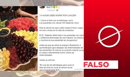 Es falso que el cáncer se cura comiendo frutas “con el estómago vacío”