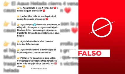 Es falso que tomar agua helada dañe el corazón, el hígado y el estómago  